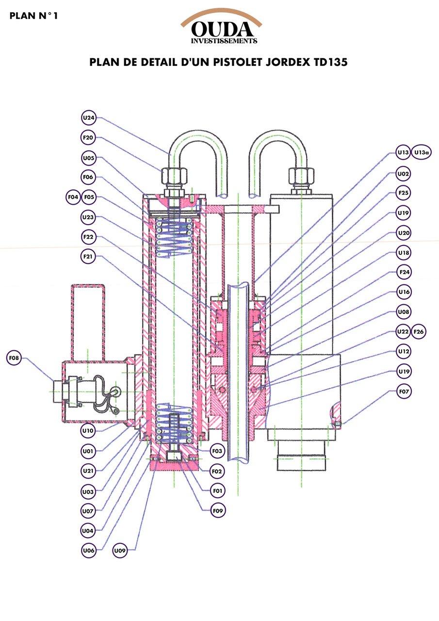 PLAN DE DETAIL D'UN PISTOLET TD135